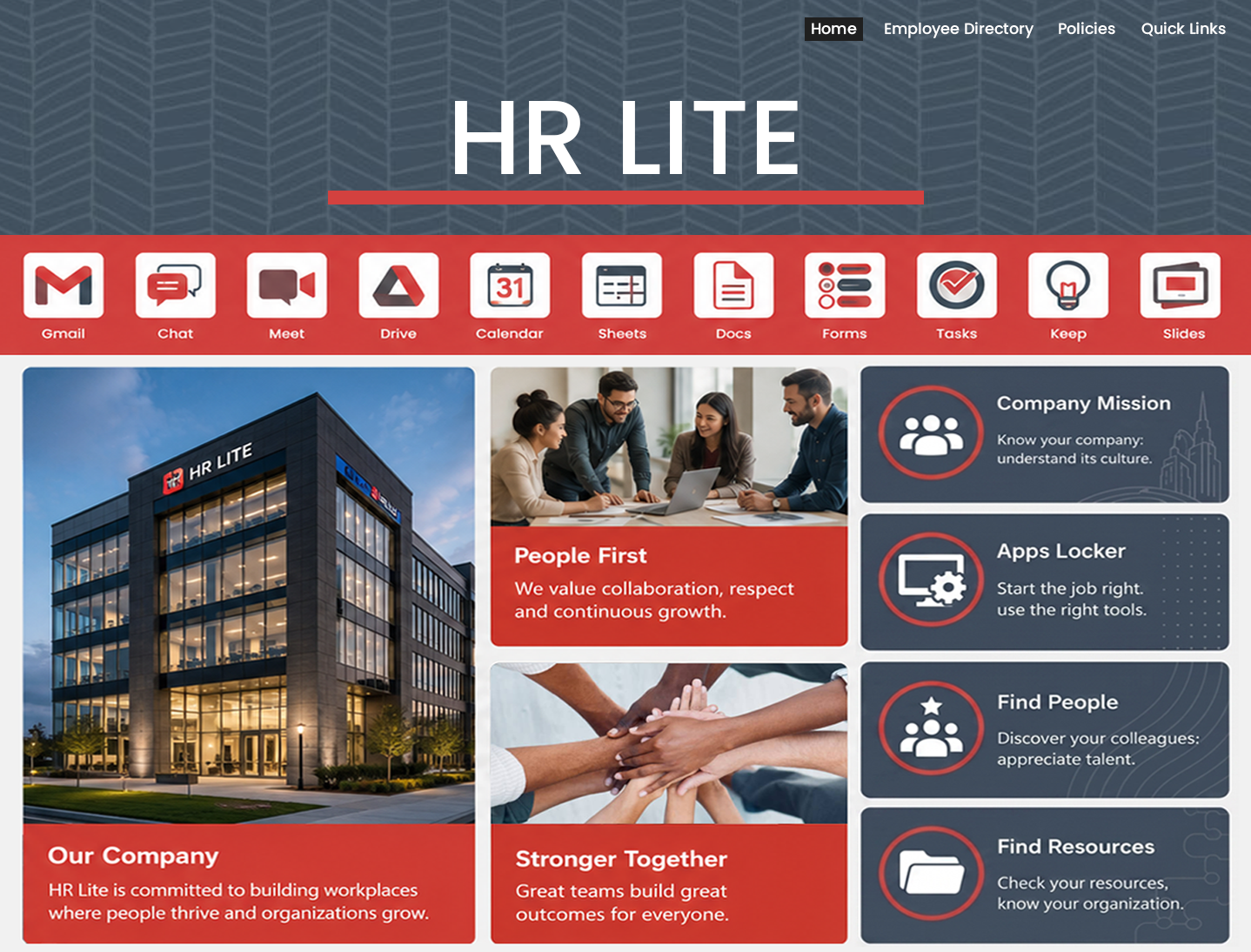 Homepage enhanced with Steegle.One intranet features.