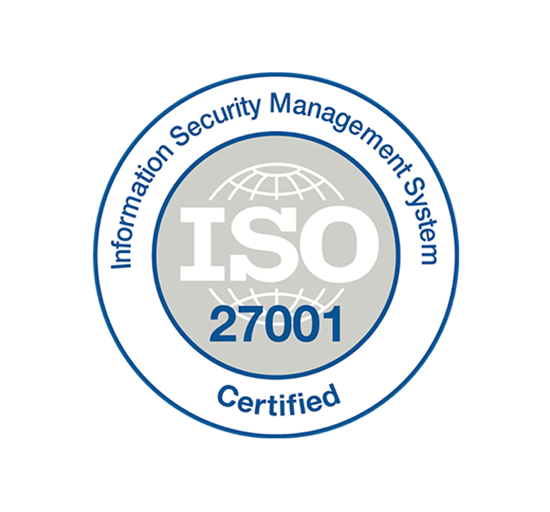 Official ISO 27001 certification stamp for information security management