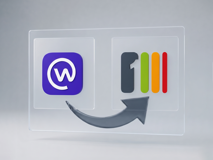 An arrow pointing from Meta Workplace to the Steegle.One intranet logo.