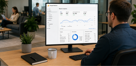 Person looking at google analytics