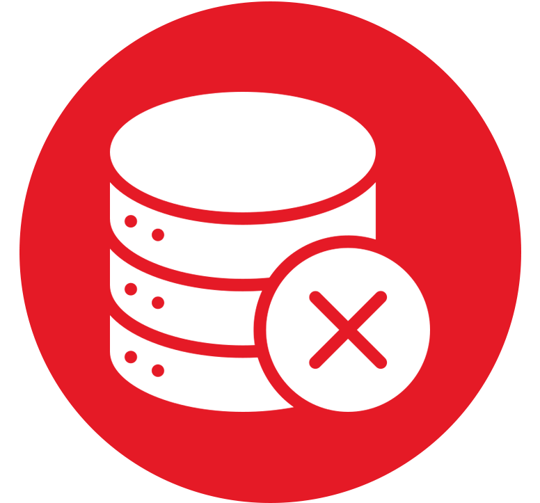 Red database icon with a cancel symbol beside it, indicating it is not a data processor.