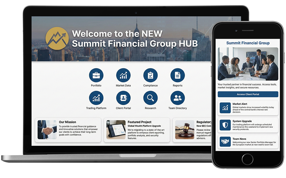Steegle.One intranet solution for Finance platforms built for web and mobile