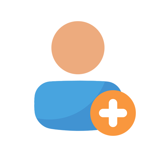 User profile icon with a plus sign indicating new user onboarding.