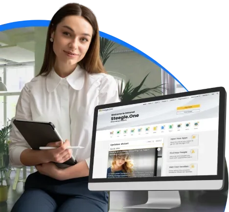 A management consultant viewing the News and Apps Locker on Steegle.One, the Google Sites based intranet for Google Workspace