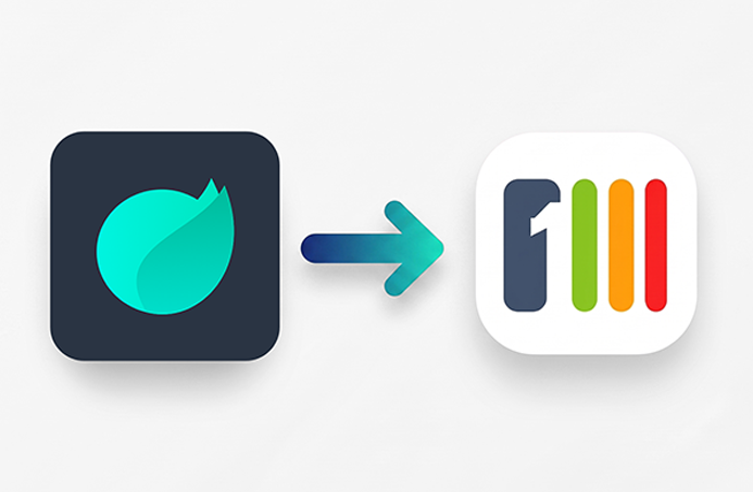 An arrow pointing from the Happeo logo to the Steegle.One intranet icon.
