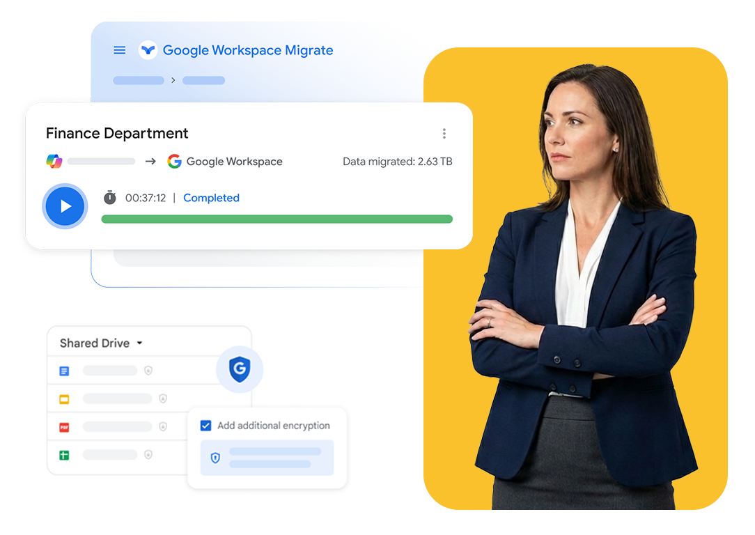 Manager overseeing migration of company files into Google Workspace