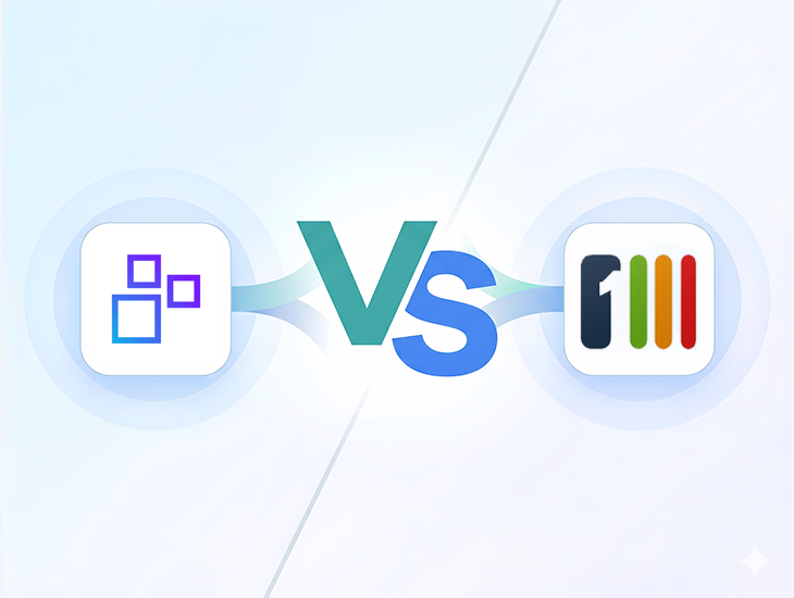 A comparison graphic displaying Interact vs Steegle.One intranet logos.