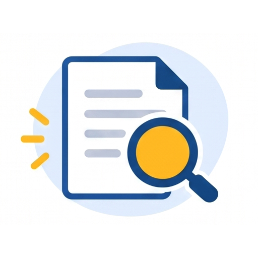 Document with text highlighted by a magnifying glass search icon