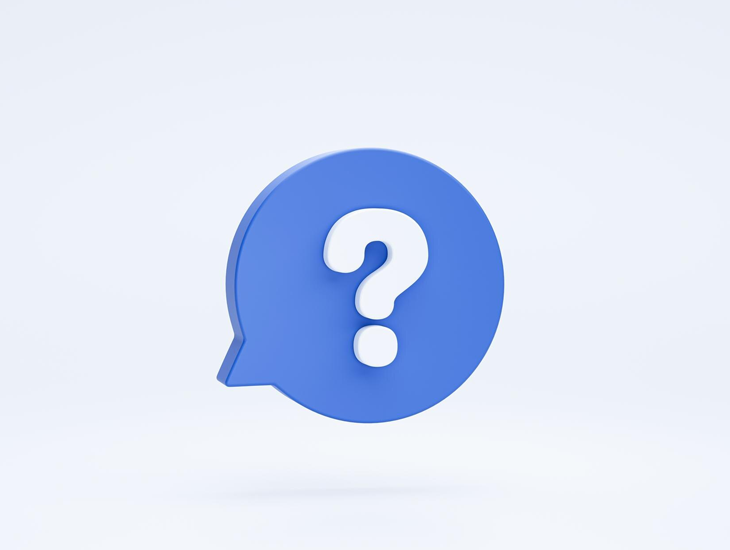 Circular chat icon with question mark symbolizing help and support.
