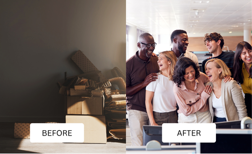 Before and After of employee worskpace