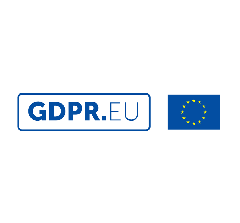 Official GDPR compliance text badge alongside the European Union flag
