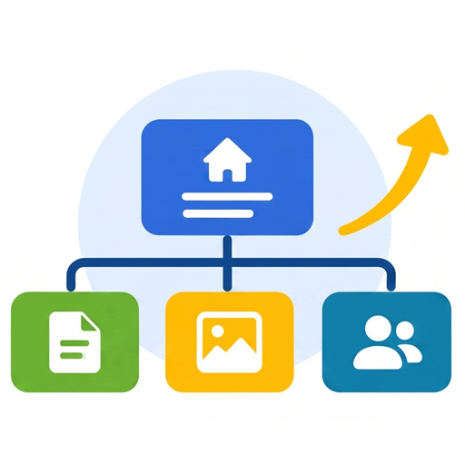 Organizational hierarchy and content management structure diagram