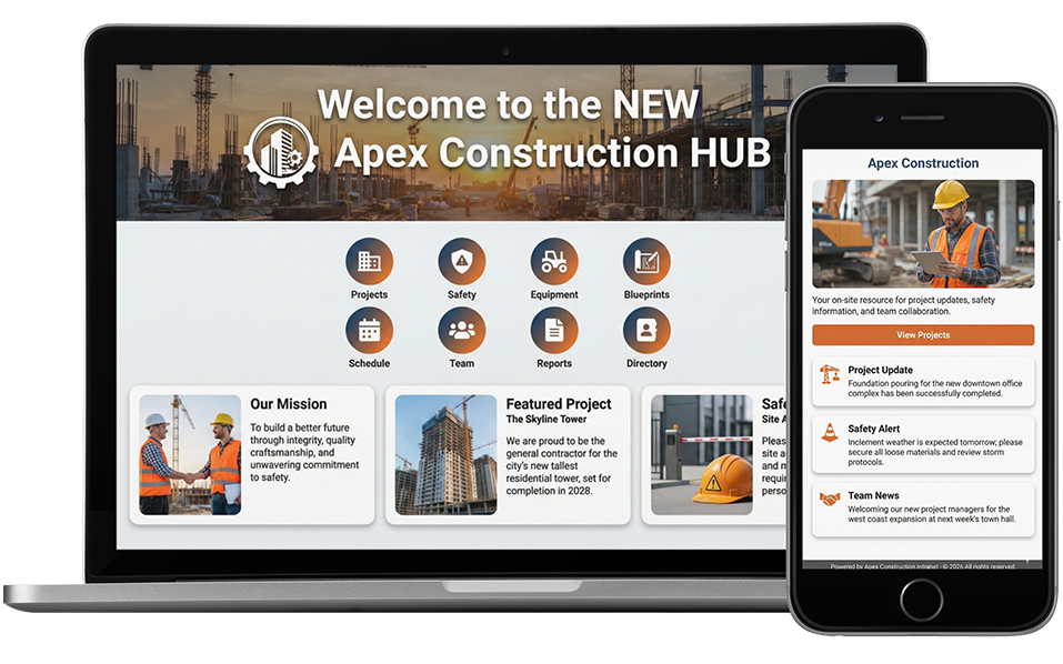Steegle.One intranet solution for construction platforms built for web and mobile
