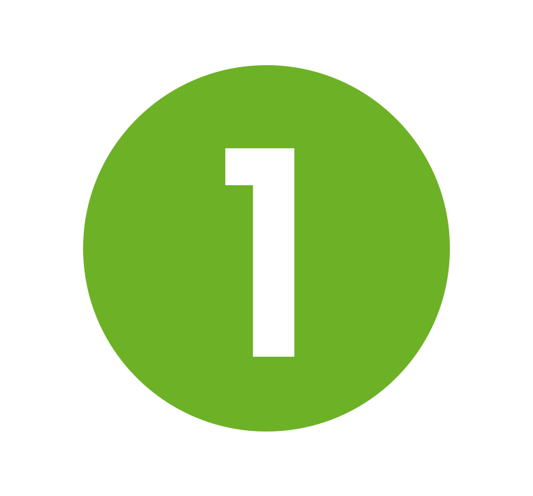 Green circular button with the number 1.
