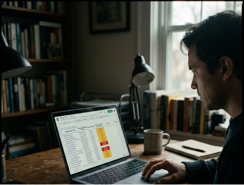 man working on his schedules