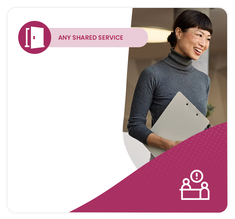 Smiling manager carrying a clipboard for corporate shared services
