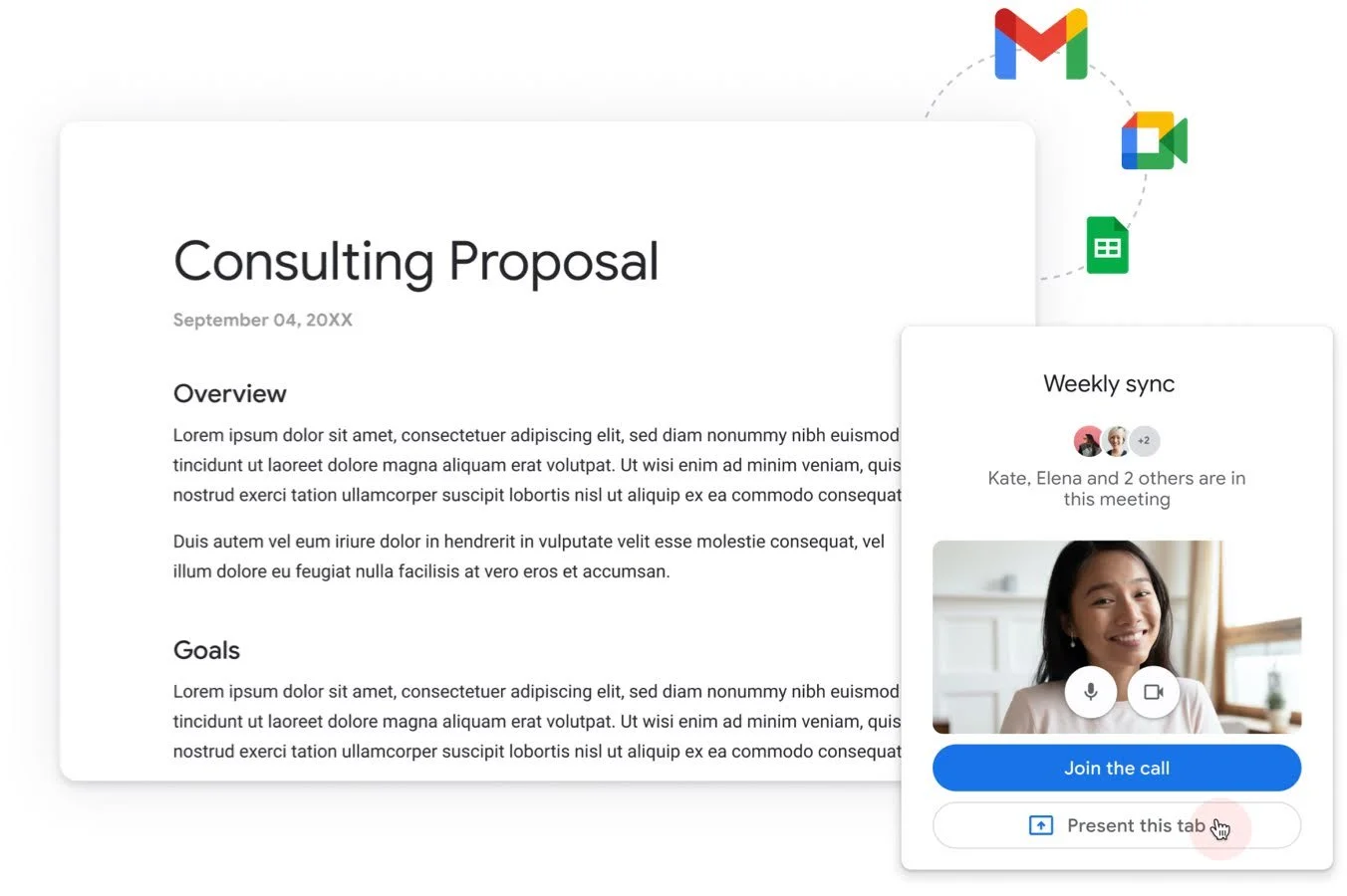 Employee presenting a document using Google Workspace