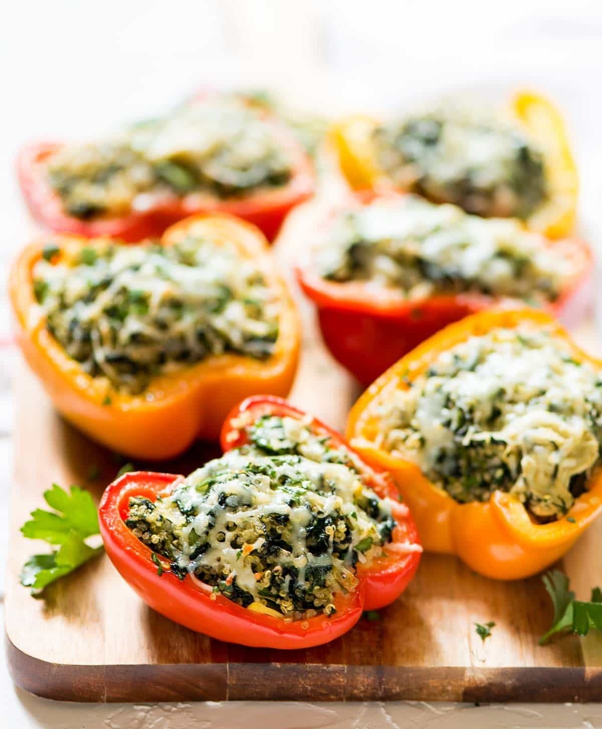 Stuffed Bell Peppers with Beef, Quinoa and Feta