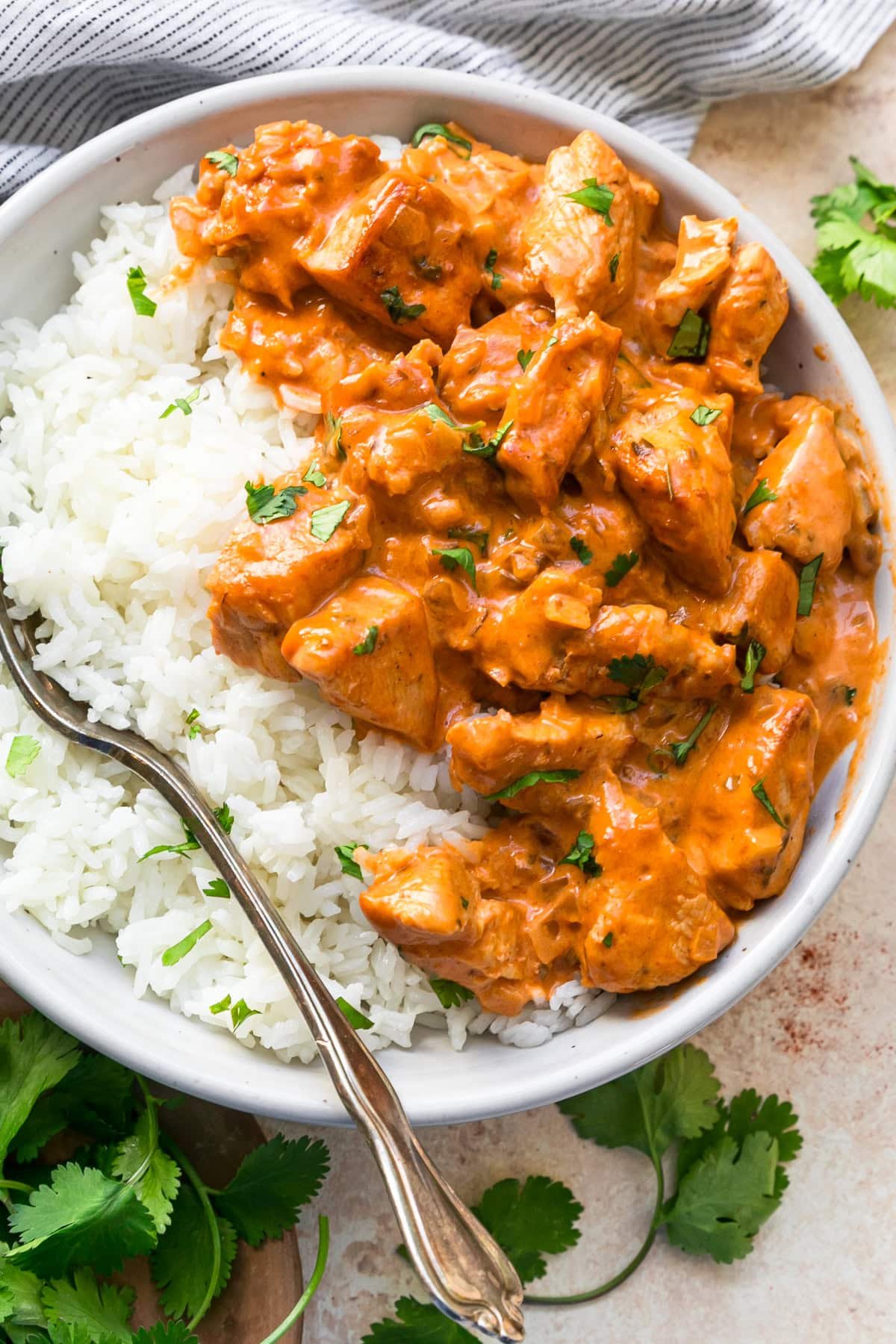 Coconut chicken cutlets with mushrooms and rice