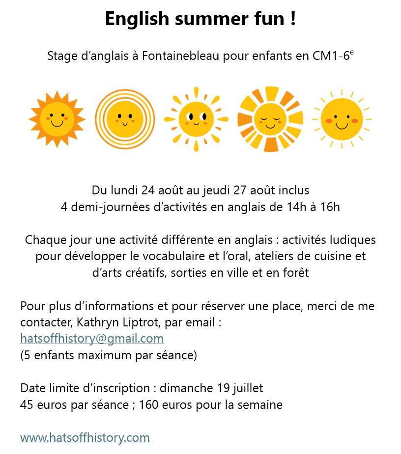 stage d'anglais enfants Fontainebleau