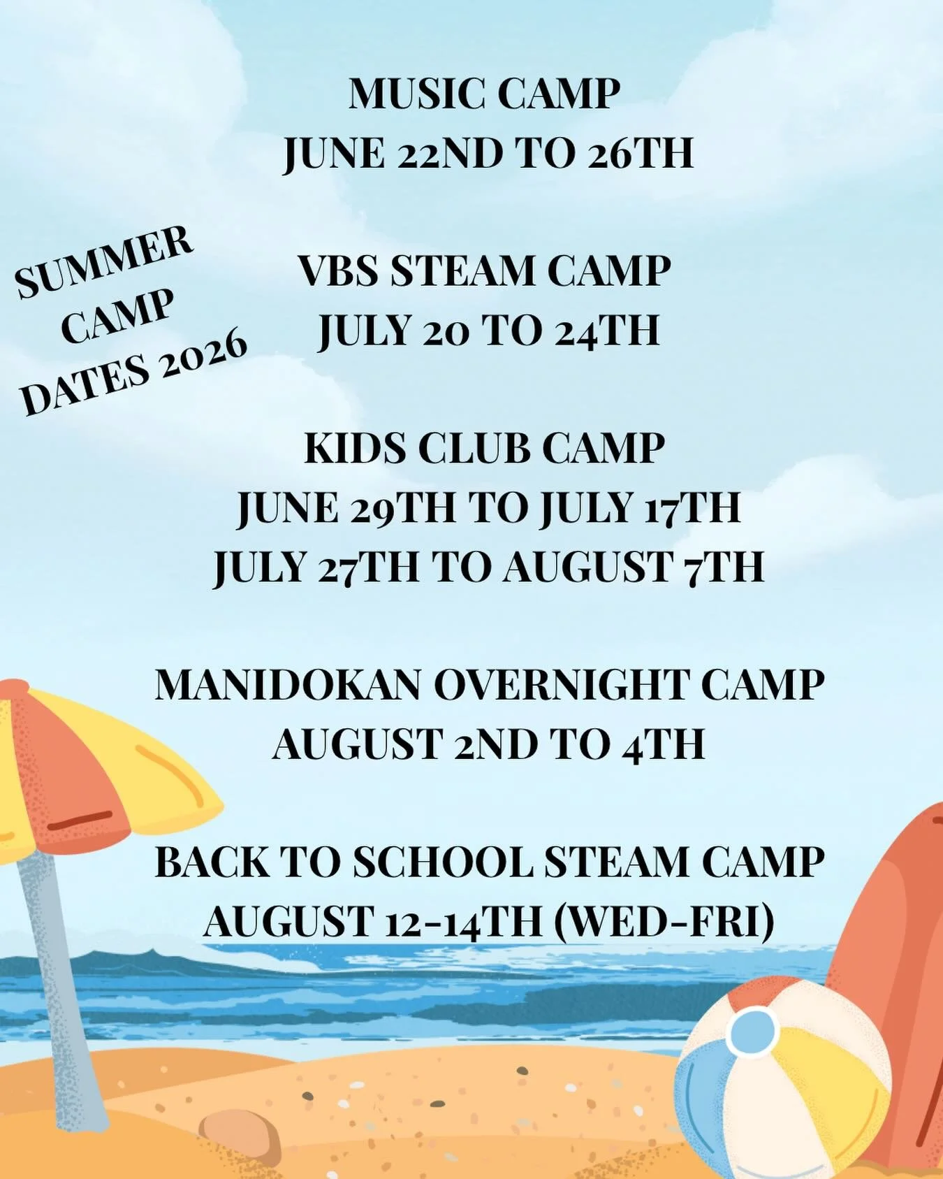 Save the dates for summer camps! Registration opens April 1st!