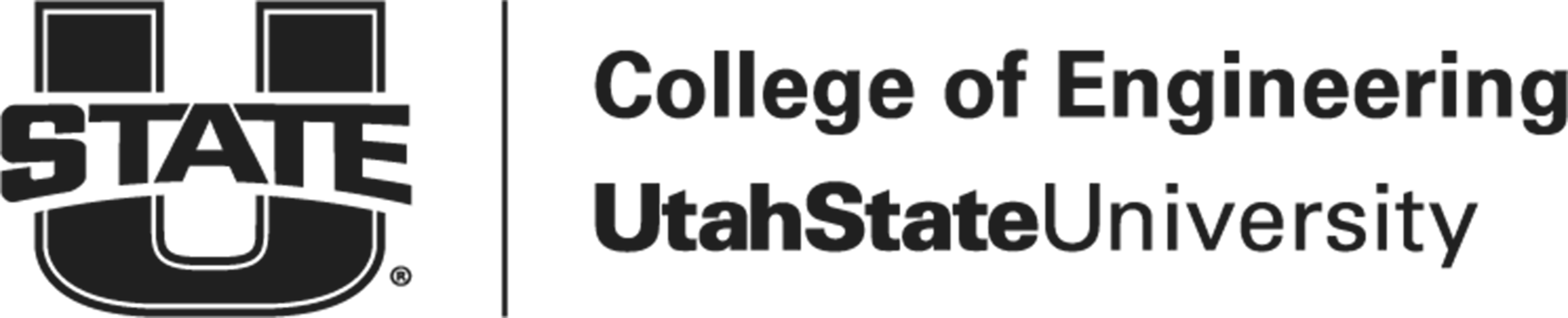 Logo of Utah State University College of Engineering featuring a stylized 'U' with the words 'STATE' overlaid and 'College of Engineering Utah State University' beside it.
