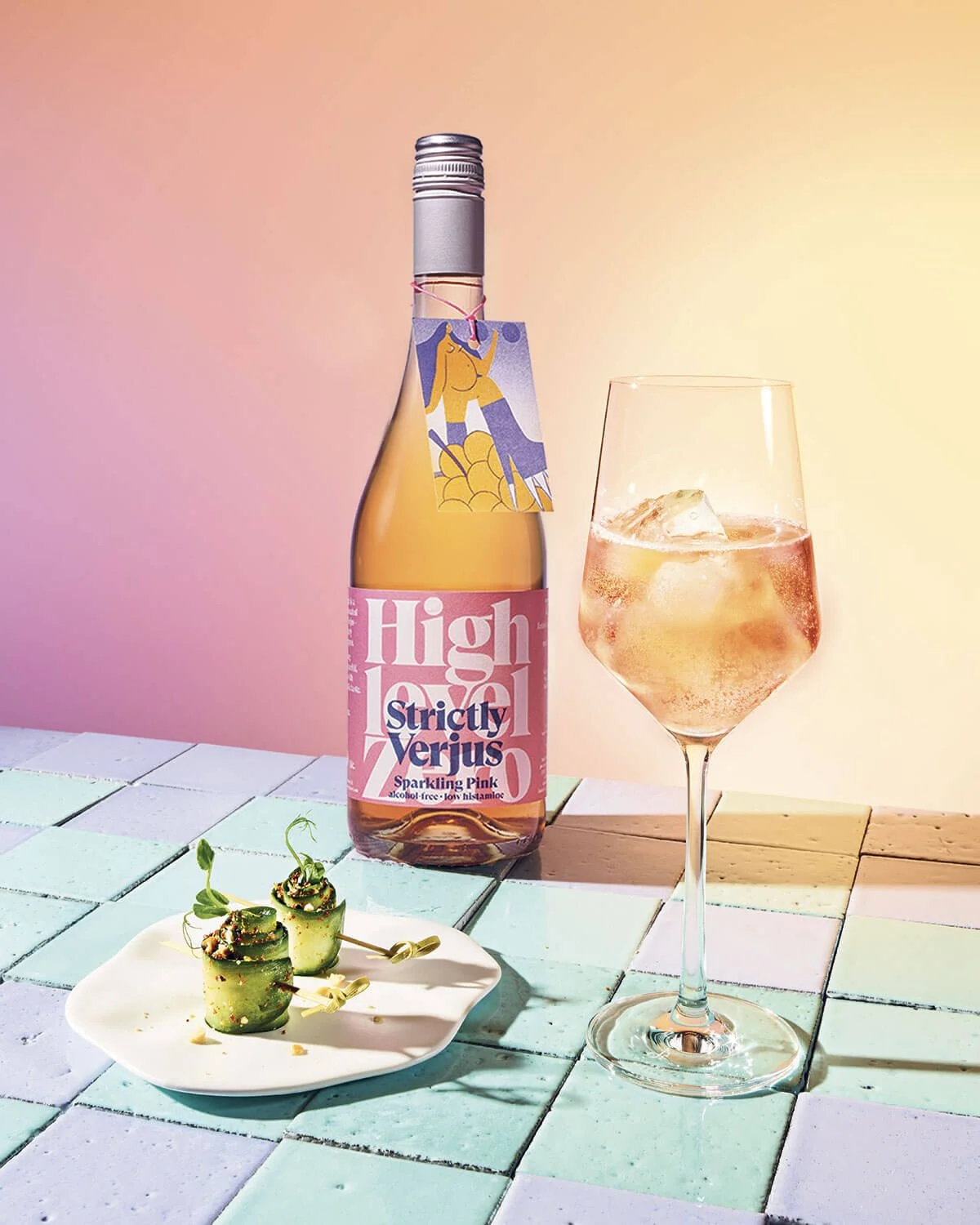 Sparkling Pink und Gurkenrollen mit Crunch