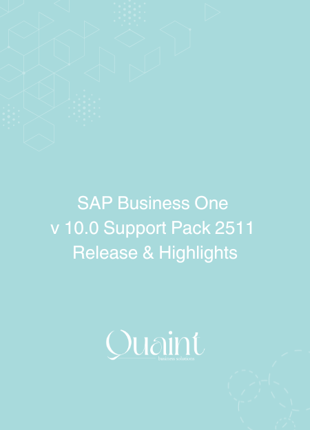 SAP Business One Version 10.0 – Support Package (SP) 2511