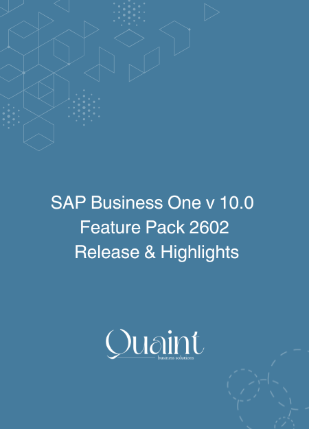 SAP Business One Version 10.0 – Feature Package (FP) 2602