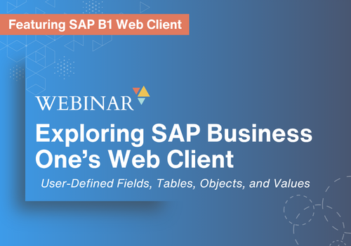 Exploring SAP Business One’s Web Client: User-Defined Fields, Tables, Objects, and Values