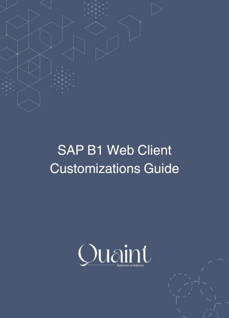 SAP B1 Web Client Customizations Guide
