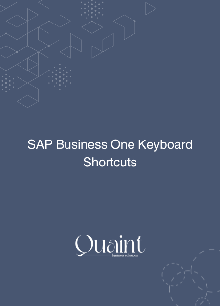 SAP Business One Keyboard Shortcuts