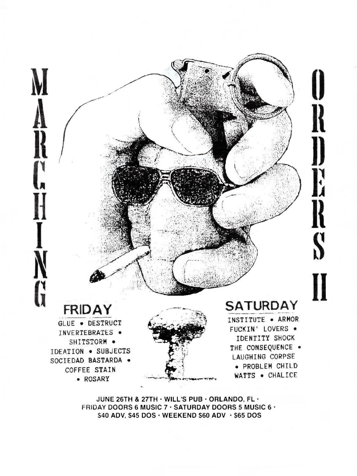 At long last, MARCHING ORDERS returns with its 2nd iteration on the weekend of June 26 - June 27. Taking place again at Will's Pub in Orlando, Florida. Weekend and individual day passes on sale now.