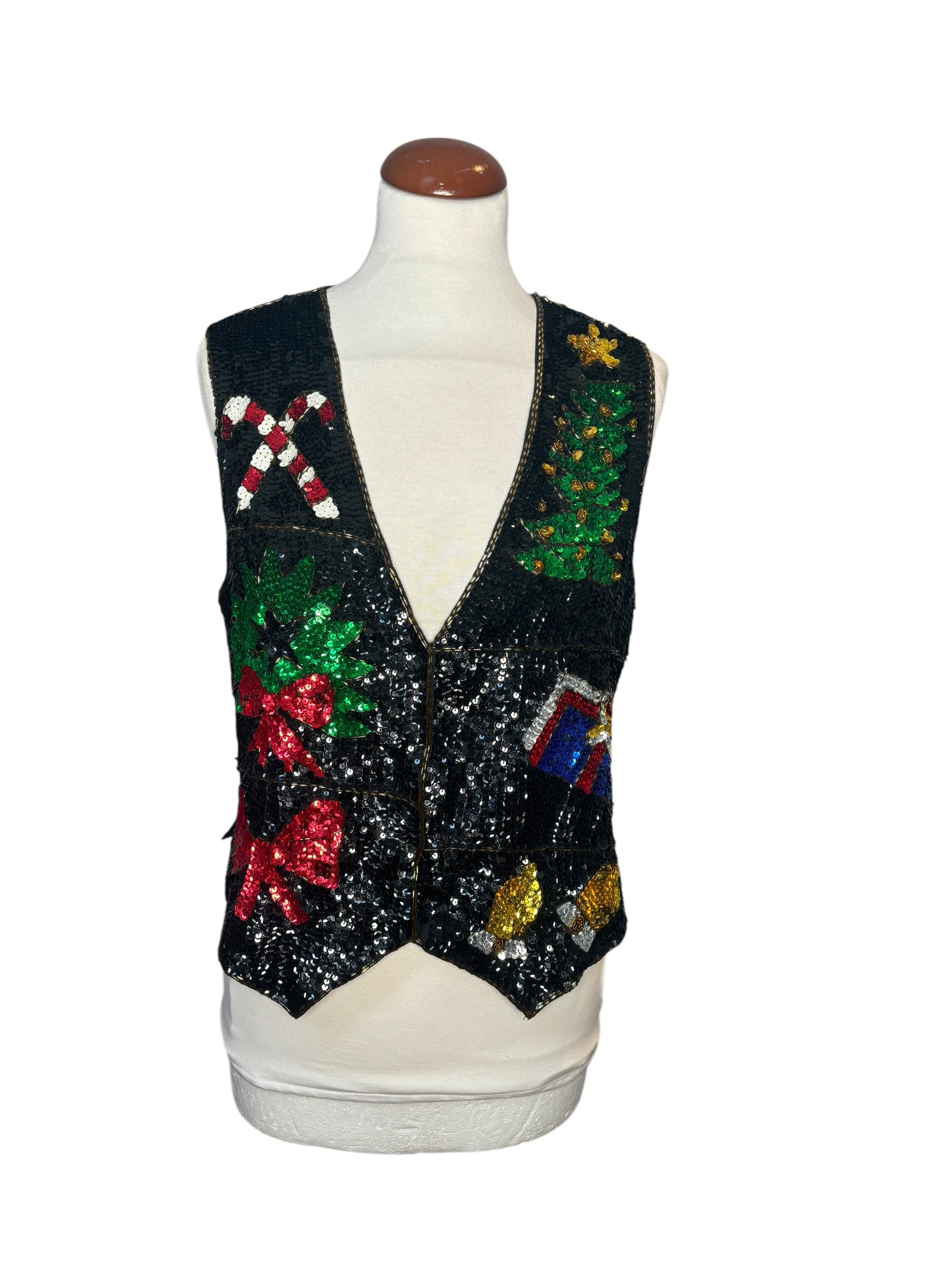 Black Sequin Christmas Waistcoat