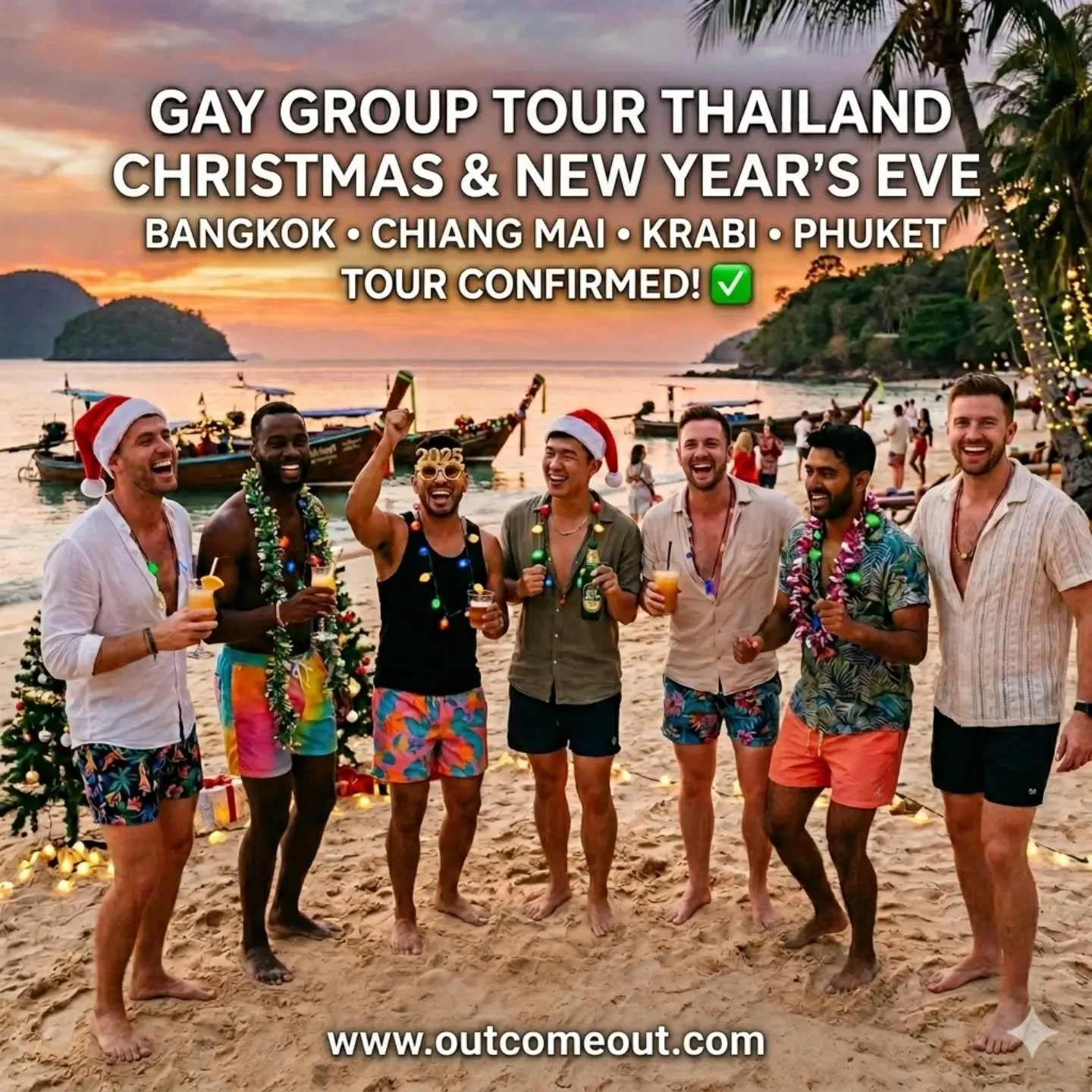 🇹🇭 THAILAND: DEC 20 &ndash; JAN 2 🥂 

Spend the holidays in paradise! Our Gay Group Tour is officially CONFIRMED.
Join us for an unforgettable journey through Bangkok, Chiang Mai, Krabi, and Phuket. 🌴✨ 

Connect: Travel with a great group of guys