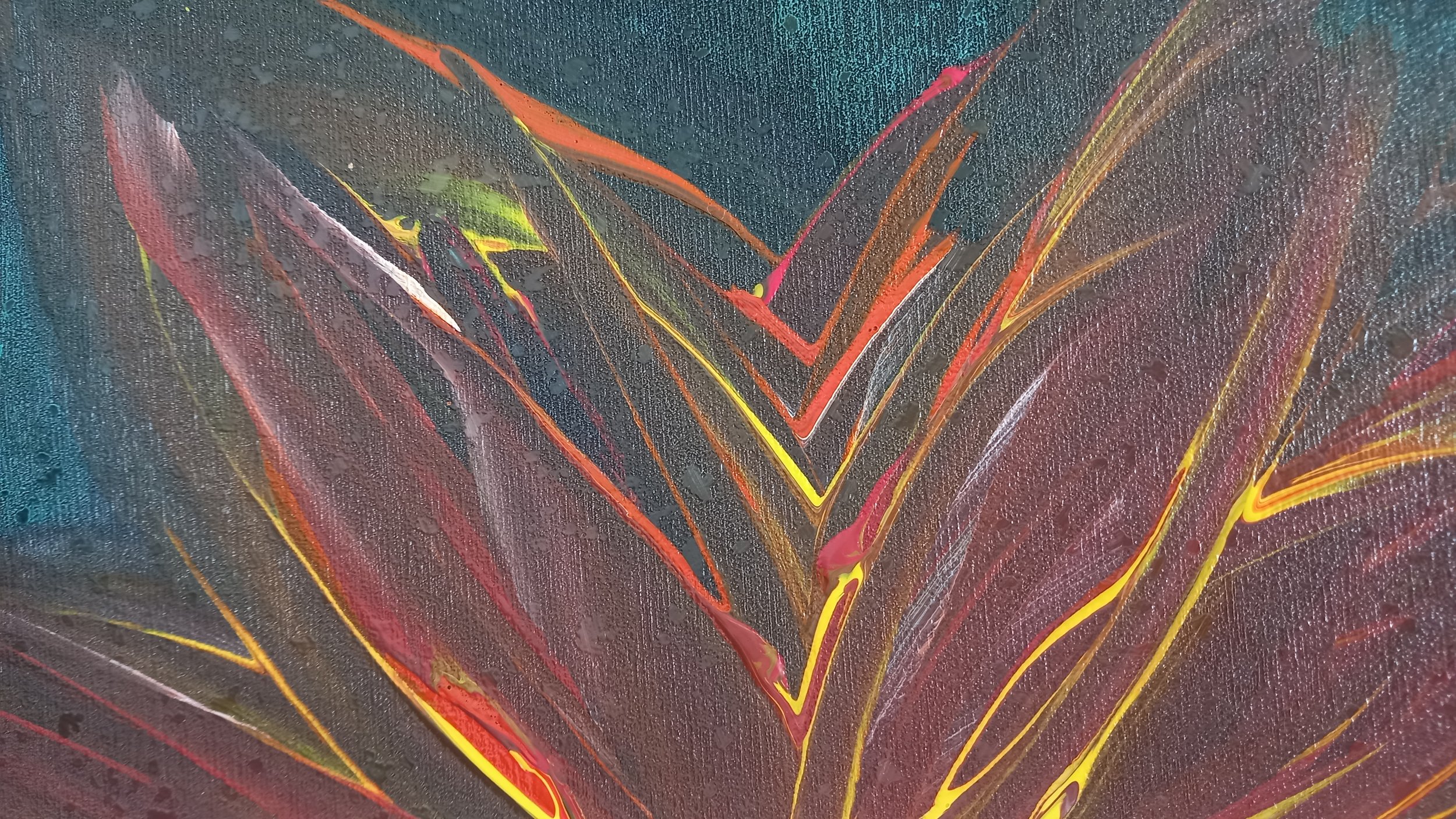 Breaking Through close-up showing the yellow/orange gold texture of the flower - by Valerie Morgan