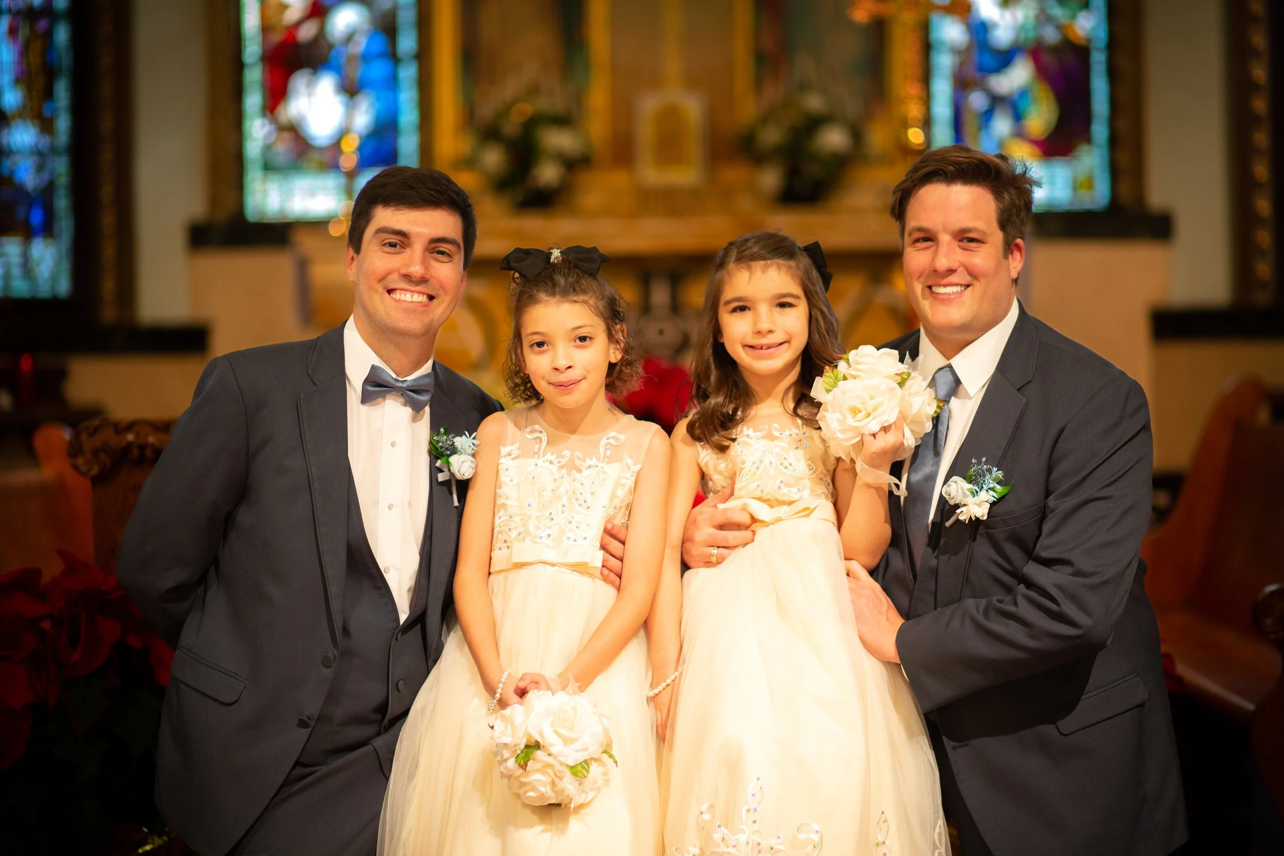 Same-sex couple wedding picture with children