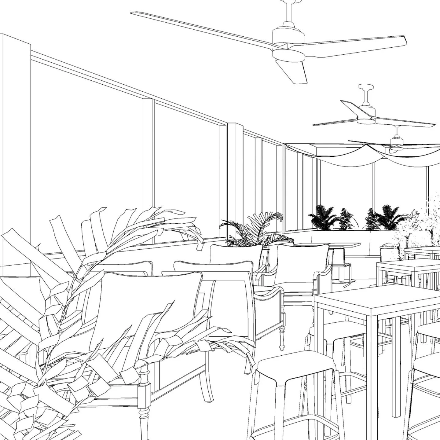 Designed in Australia for Ho Chi Minh City, Vietnam 👀 developing this design to become an oasis destination to relax in, situated on the 6th floor of a repurposed old build to help escape the high heat and the sounds of the local scooters. Can't wai