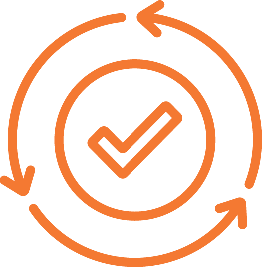 Consistency You Can Count On - Checkmark with arrows forming a circle around it icon