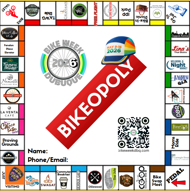Dubuque’s Bike Week 2026 and Bikeopoly! 