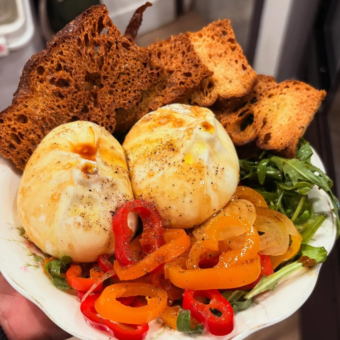 Our very own burrata Dine-In special, featuring Il Tratturello extra virgin olive oil, Liuzzi Burrata, and Saba Balsamic 3yr! (Only available for in-house consumption!!)

You can find most of the products in our shop, or maybe even at the @eastfallsf
