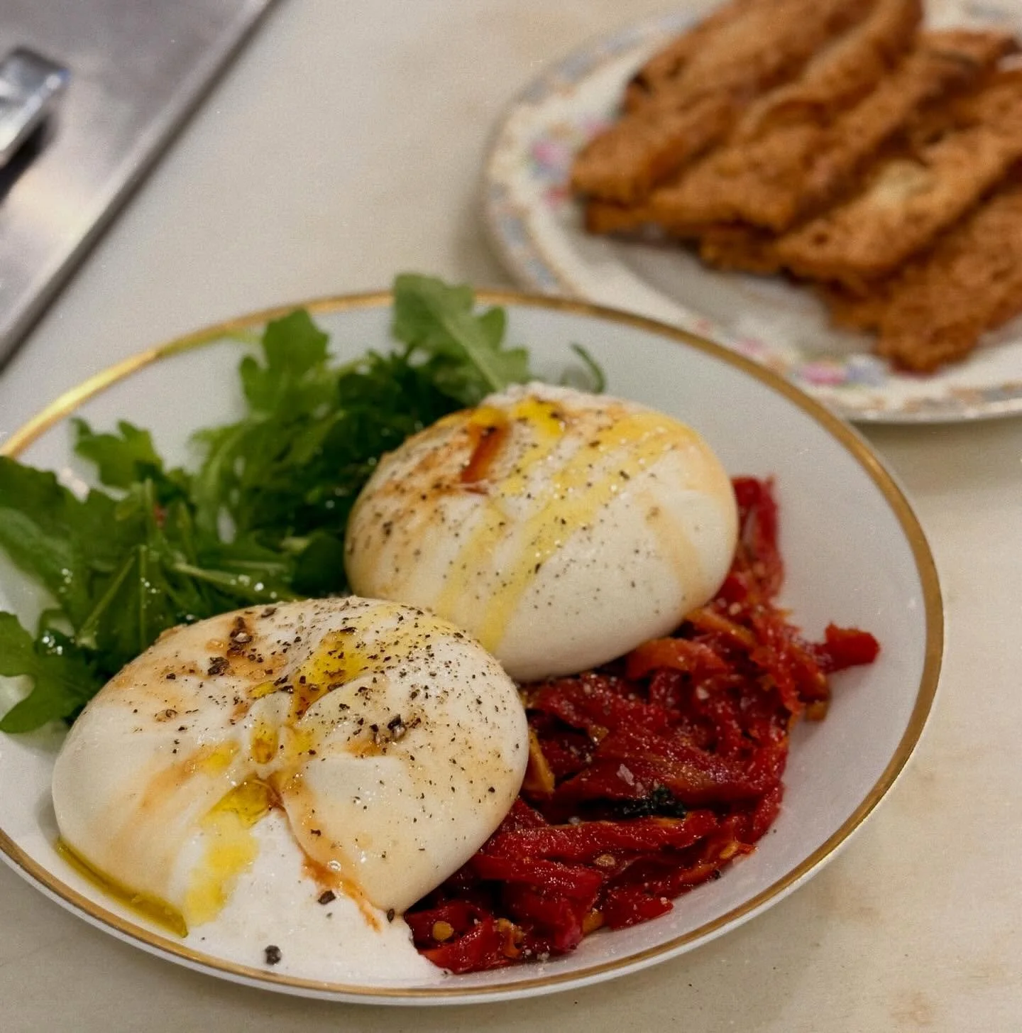 The yuuuummiest and dreamiest Dine-In special, featuring Il Tratturello extra virgin olive oil, Liuzzi Burrata, and Saba Balsamic 3yr! Now with Sun Dried Tomtatoes. ❤️🍅

Catch us at the @eastfallsfarmersmarket on Saturdays :)

#burrata #sababalsamic