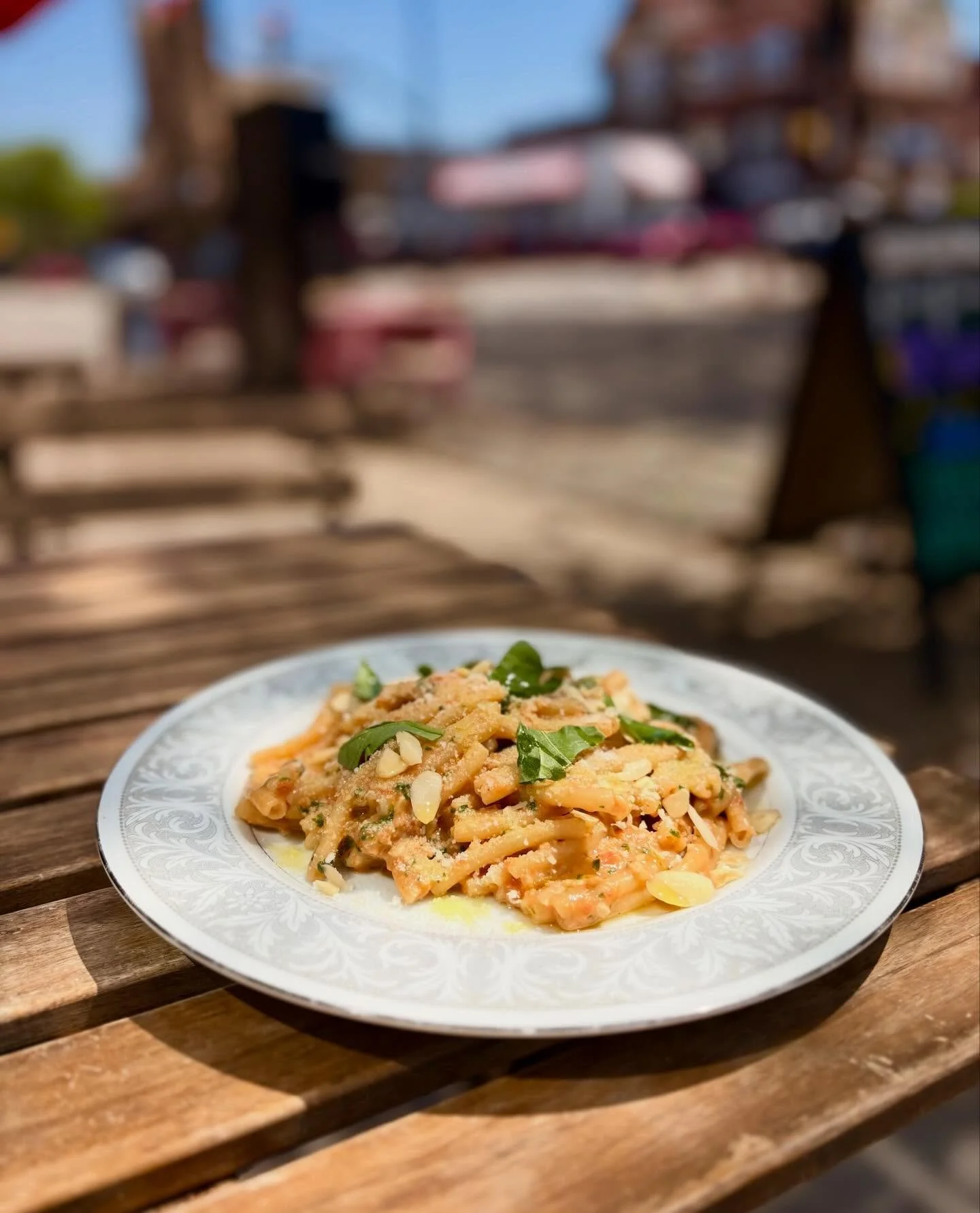 Pesto alla Trapanese!! This classic Sicilian pesto tastes like SUMMER!

Casarecce al Pesto Trapanese. Italian Tomato, Almond, Basil, Garlic, Pecorino Romano.

#pestoallatrapanese #amblerpa #montco #freshpasta #casarecce