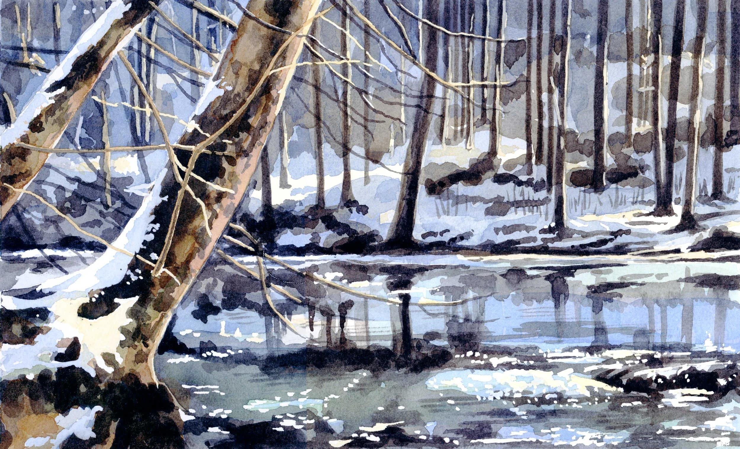 Winter Afternoon  -watercolor
