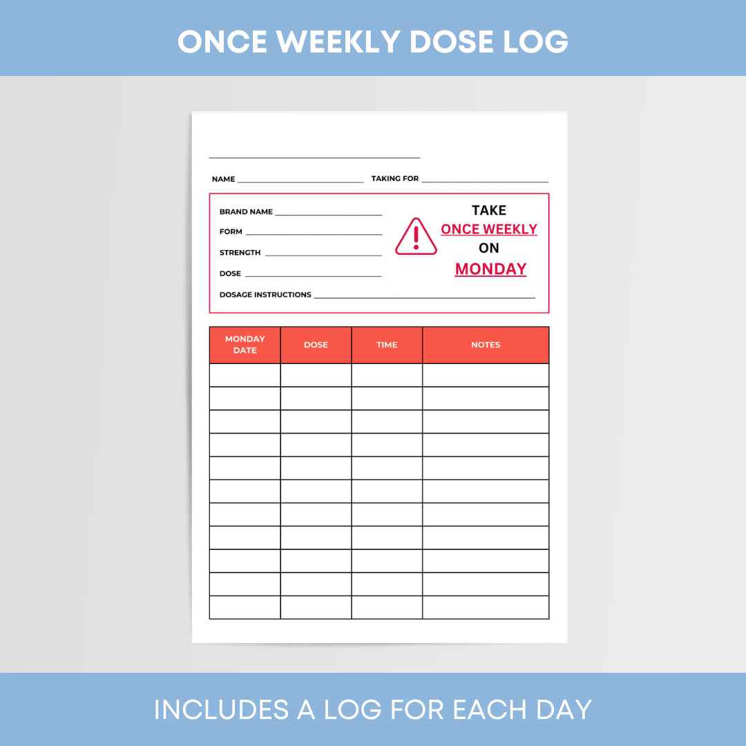 Once Weekly Dose Log Tracker