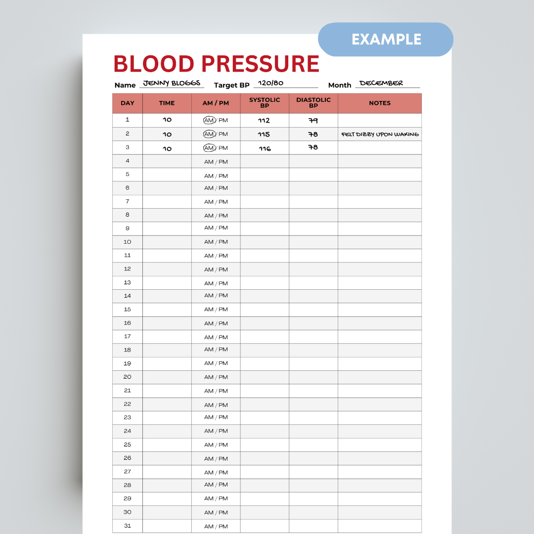 Monthly blood pressure log BP tracker printable Monthly blood pressure monitoring Blood pressure log sheet Hypertension management tracker Printable BP log Blood pressure tracking sheet