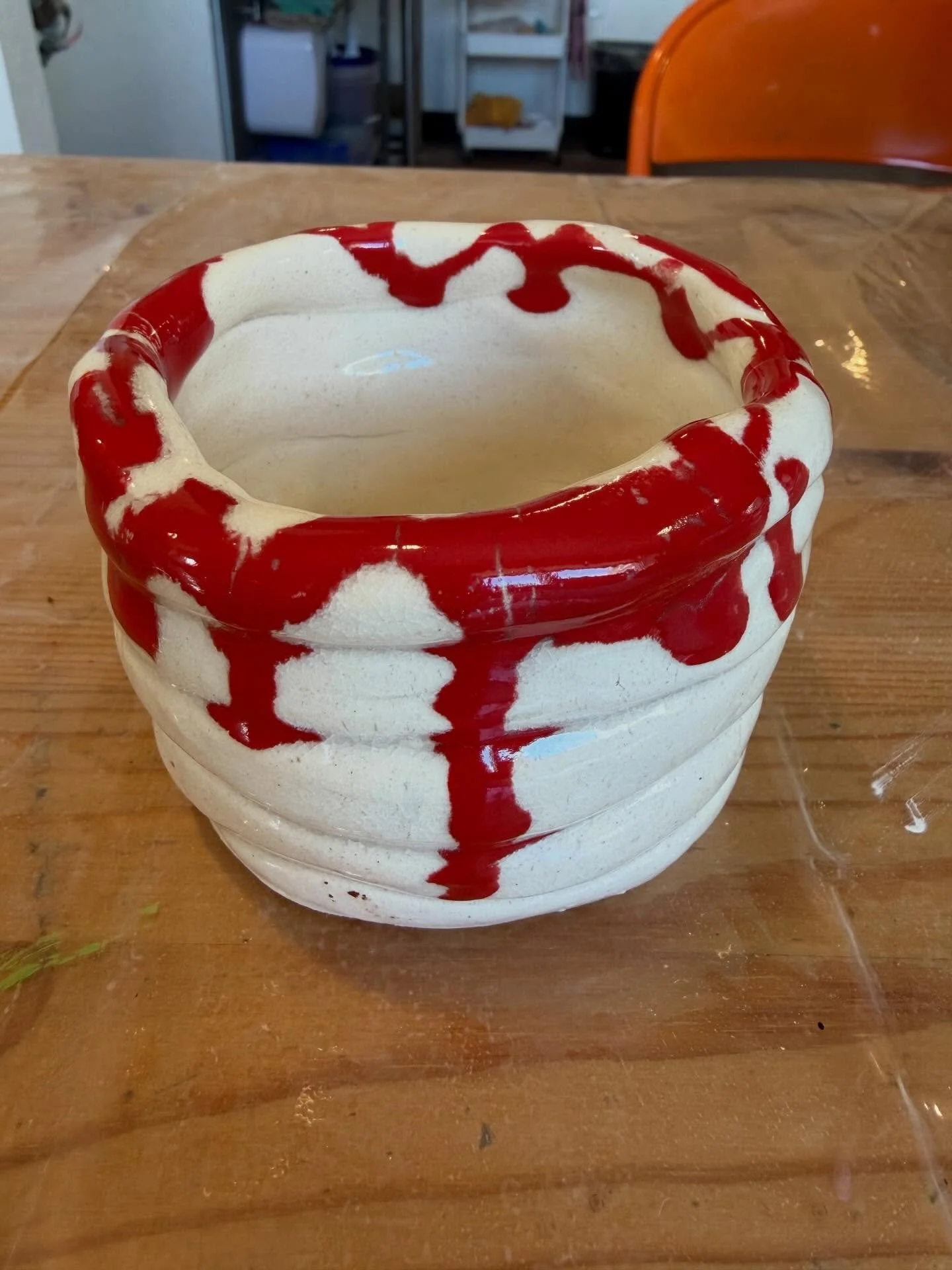 I love how the glazing turned out on this art. #pottery #glazing #potteryclasses #clay #clayclasses