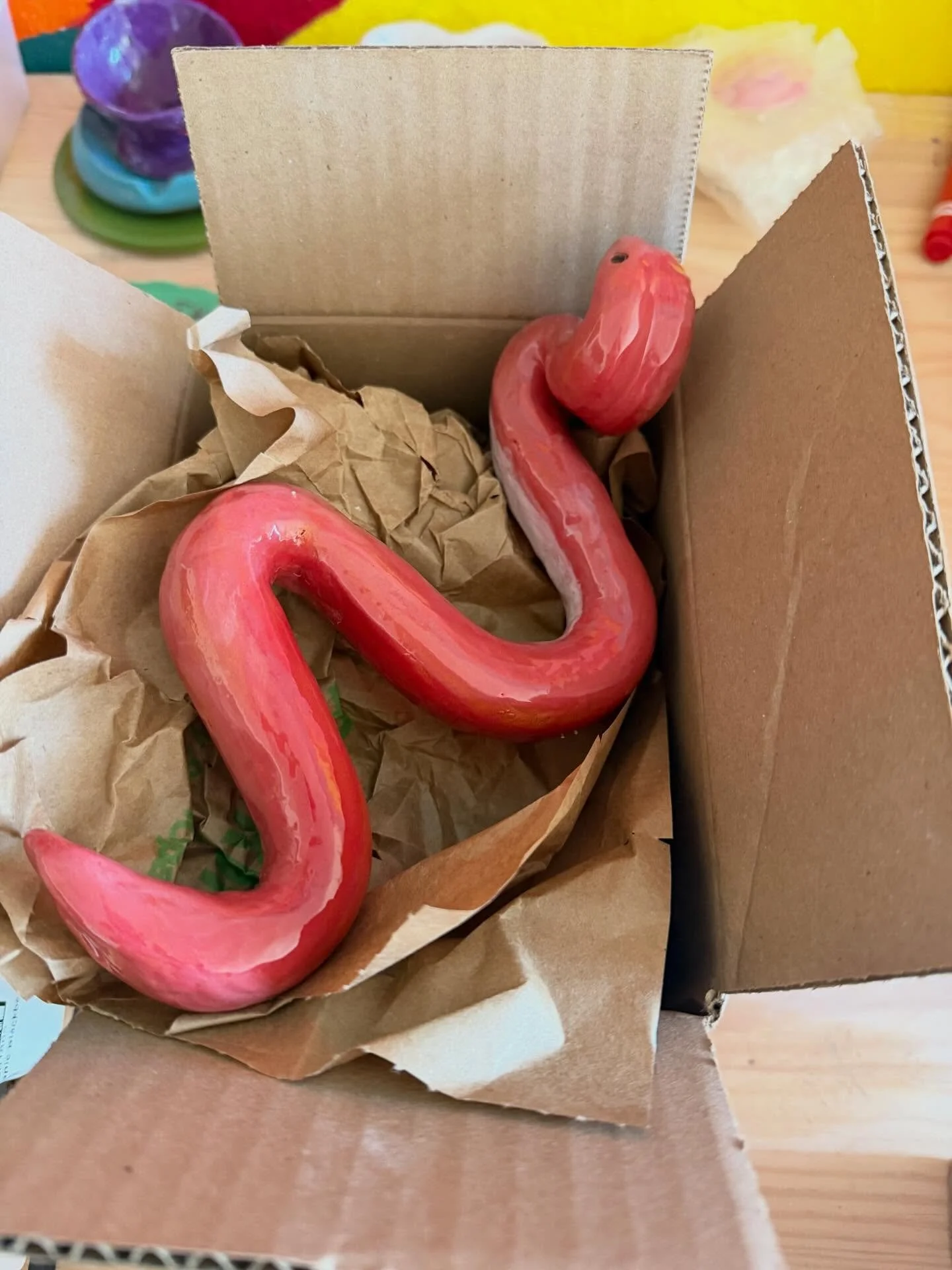 Would you believe if I told you that this beautiful snake was created by a very creative teen? Yup!#pottery #potteryclasses #ceramics #potterystudionearme