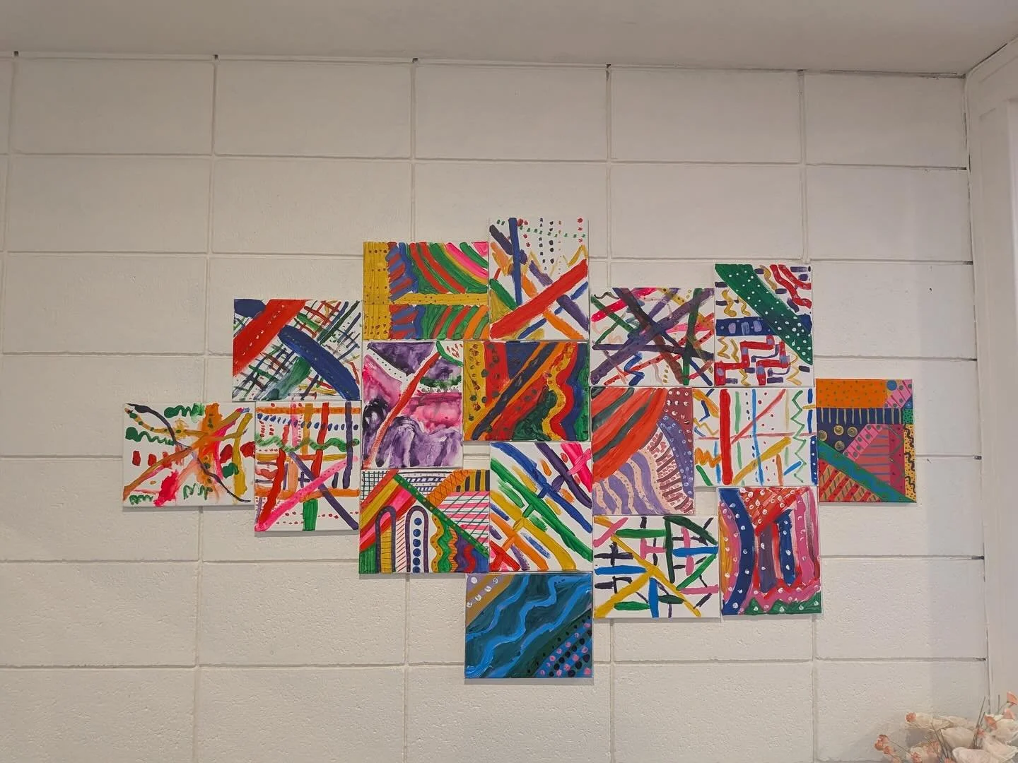 Spring Break 2026 Collaborative Art Installation: A Study of Lines and Dots. #springbreak #artclasses #artstudionearme