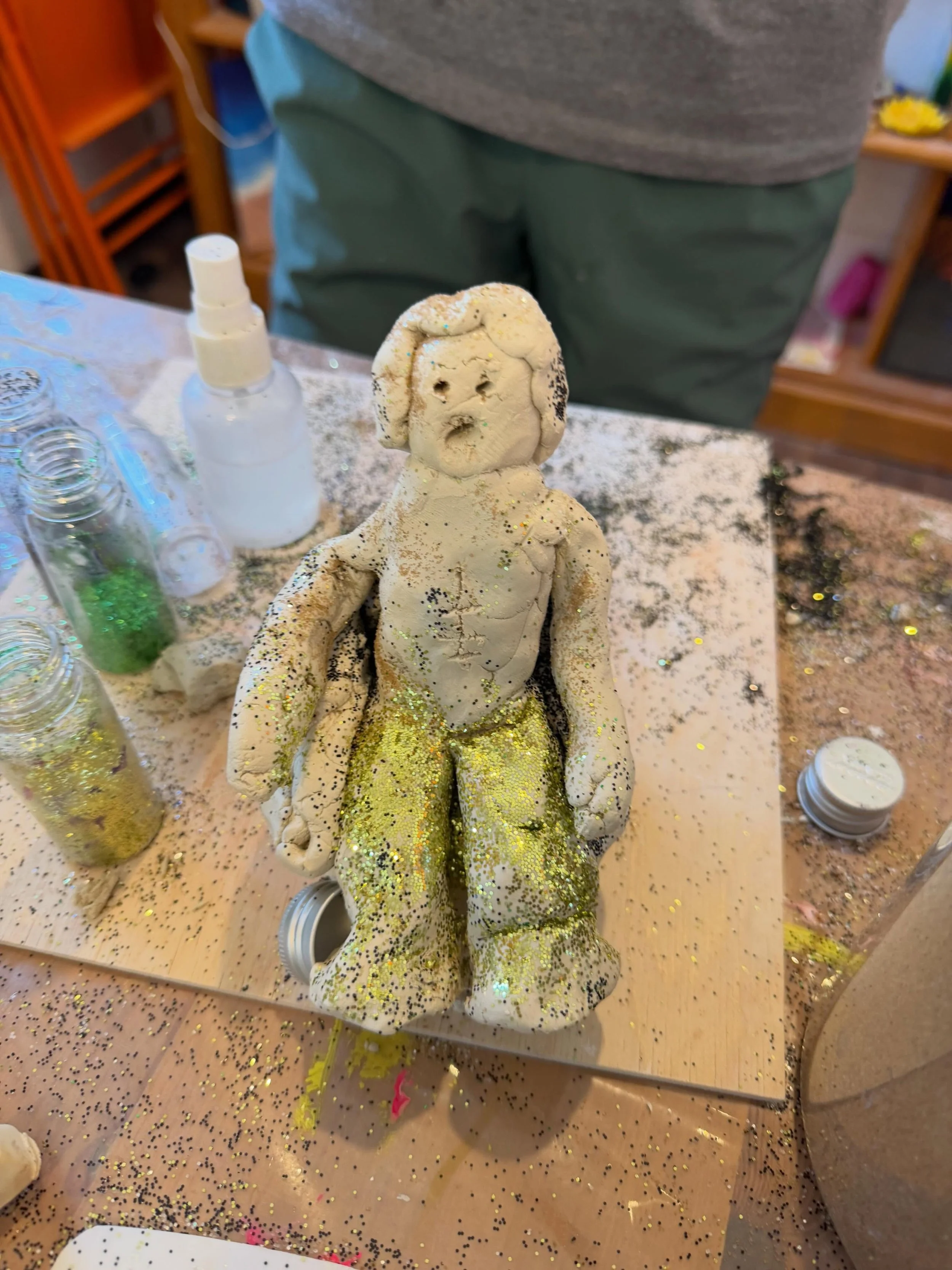 &ldquo;Use as much glitter as you like&rdquo; said the teacher :) #airdryclay #clay #creativeactivity
